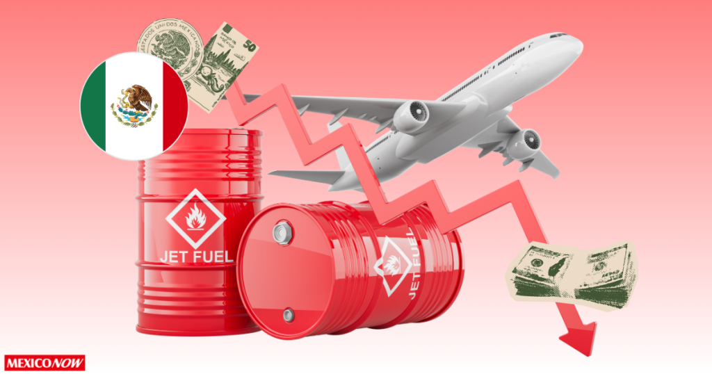 Strength of the Mexican peso drives down the price of jet fuel